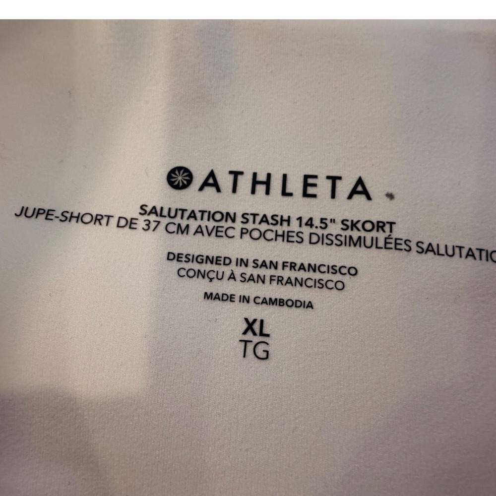 Athleta Salutation Stash 14.5 Skort White Powervita Tennis Golf Skirt XL New - Picture 3 of 11